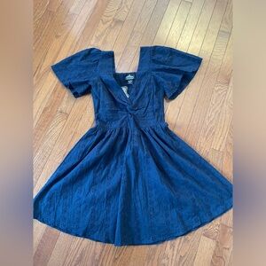 ANGIE Navy Blue Cotton Eyelet Dress ~ New ~ M